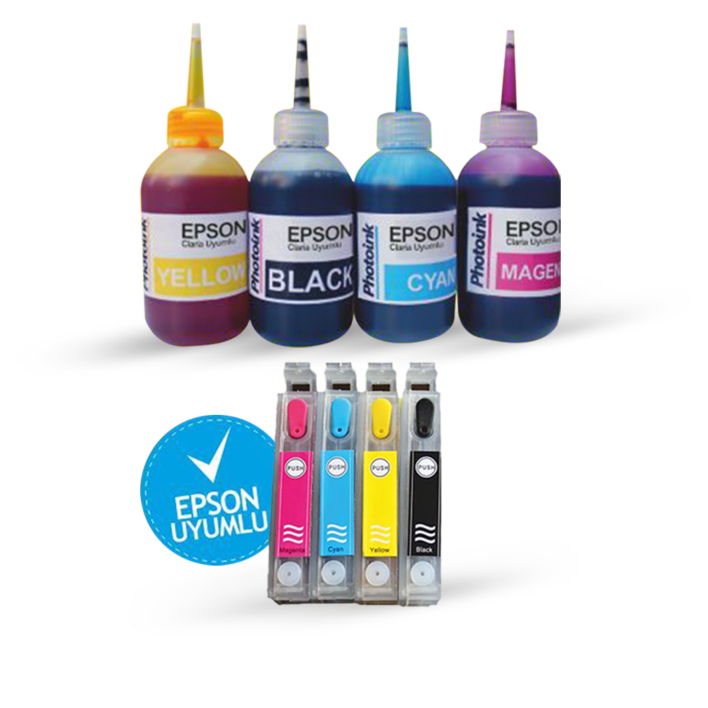 EPSON 1291-1294 UYUMLU OTO RESET ÇİPLİ Kolay Dolan Kartuş SUBLİMASYON Mürekkepli Set- B42/ BX305/ BX320/ BX525/ BX535/ BX625/ SX230/ SX235/ SX420/ SX425/ SX435/ SX445/ SX620/ WF3010/ WF3530/ WF3540/ WF3520/ WF7515/ WF7525