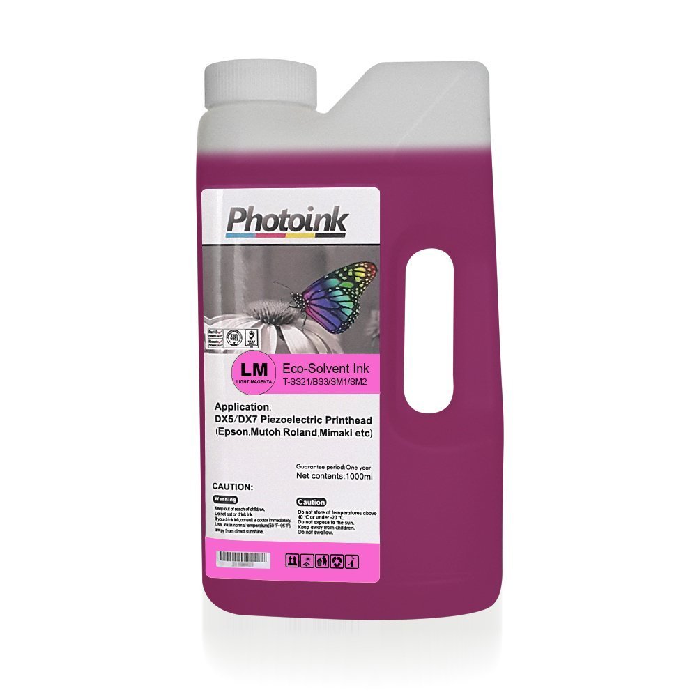 DX5 ve DX7/5113 Kafalar için 1000 ml AÇIK KIRMIZI LIGHT MAGENTA ECO SOLVENT Mürekkep