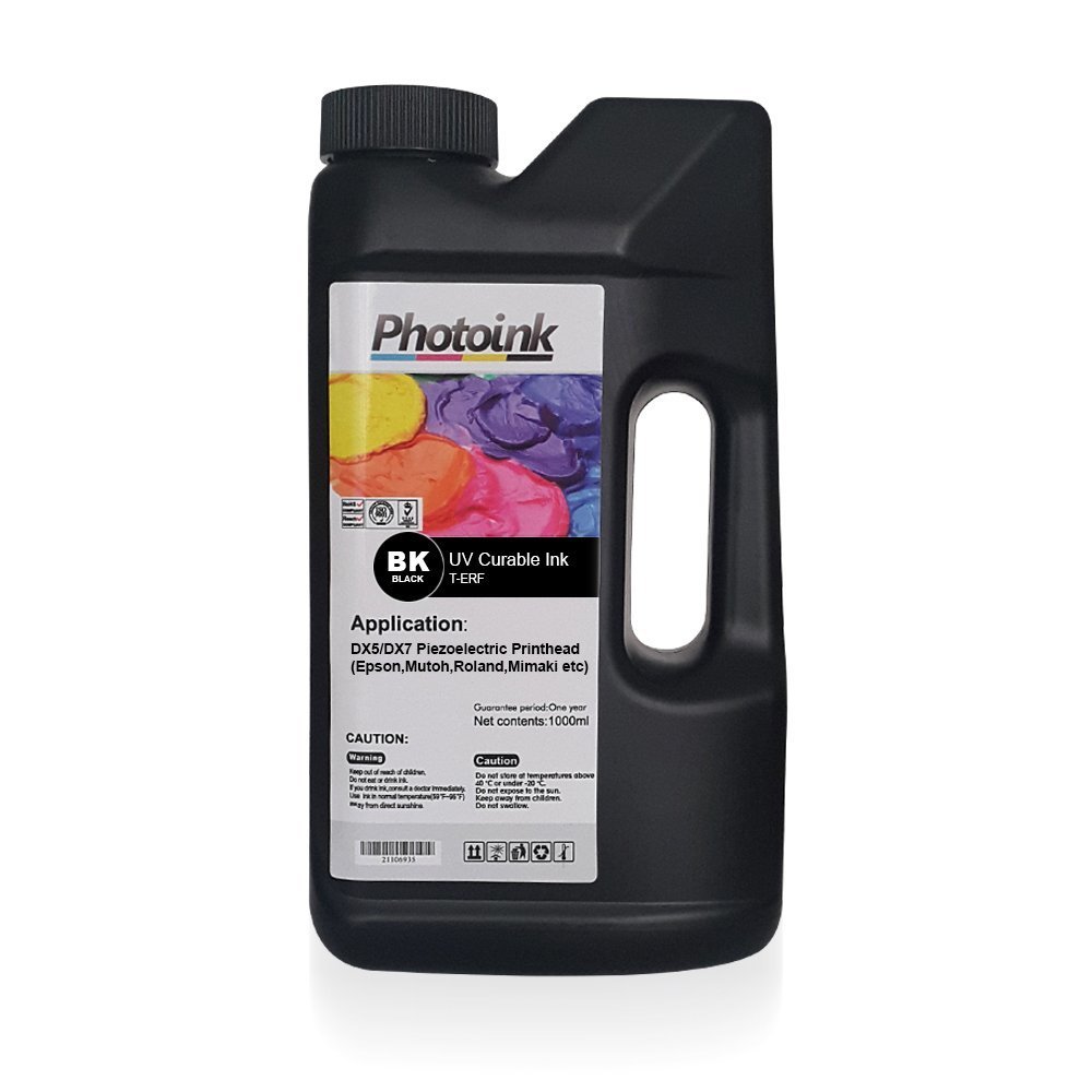 DX5 ve DX7/5113 Kafalar için 1000 ml SİYAH BLACK UV Mürekkep (Sert ve Yumuşak Zemin) T-ERF