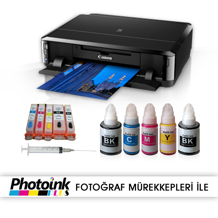 TEŞHİR ÜRÜNÜDÜR! CANON IP7250 VE KOLAY DOLAN KARTUŞ SİSTEMİ (1 Sayfa Renkli Baskı 0,02 TL)