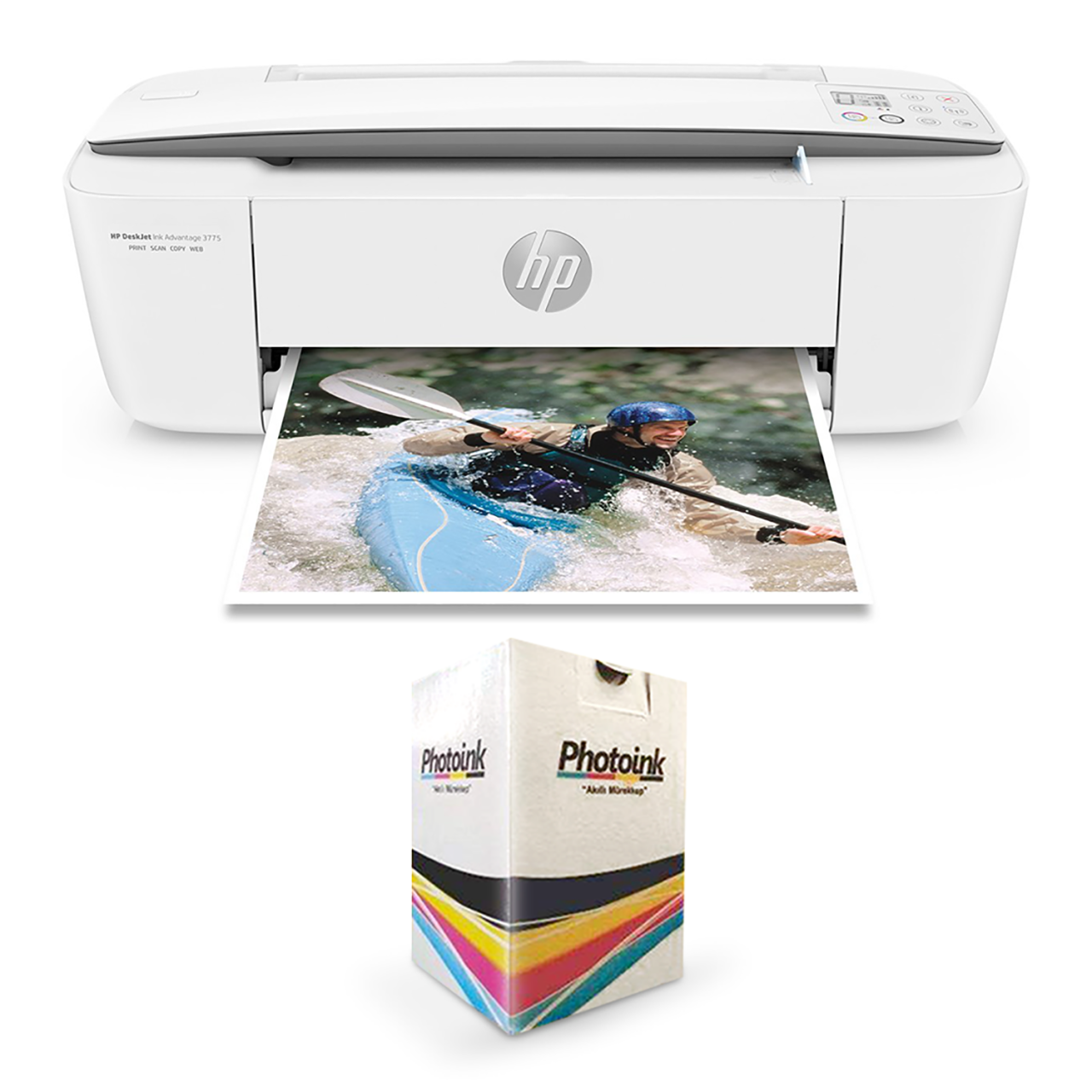 HP DeskJet Ink Advantage 3775 Fotokopi Tarayıcı Wi-Fi Airprint Yazıcı T8W42C VE KOLAY DOLUM SETLİ