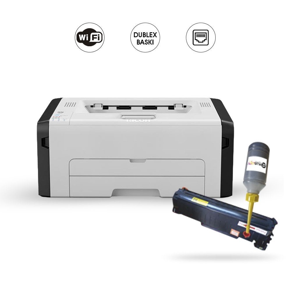 RICOH SP220NW DOLAN TONERLİ HIZLI YAZICI (1 Sayfa Baskı 0,02 TL)