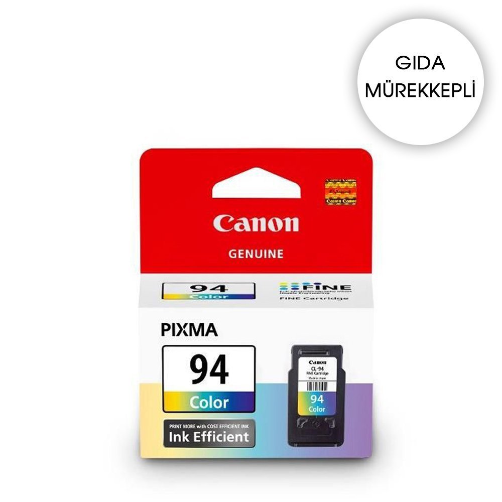 GIDA KARTUŞU - Canon CL-94 Renkli Mürekkep Kartuşu E514 Orjinal Kartuş (Bitmeyen kartuşa uyumlu delik ve hazır)