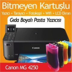 CANON MG4250 VE BİTMEYEN KARTUŞ SİSTEMLİ YAŞ PASTA YAZICISI