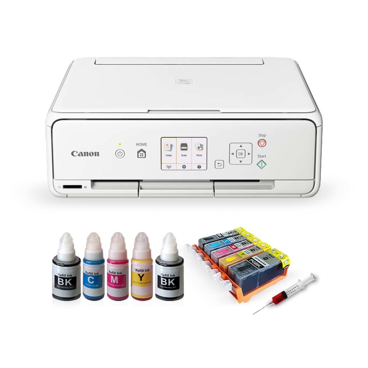 Teşhir Ürünüdür! Photoink Mürekkepli Canon Pixma TS5051 Yazıcı ve Dolan Kartuş Sistemi