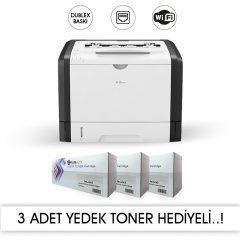 RICOH SP377DNWX 3 ADET MUADİL+1 ADET ORJINAL TONERLİ (25.000 SAYFALIK TONER) LASER YAZICI